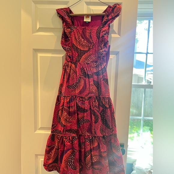 Farm Rio wild bananas, ruffled midi dress - Picture 5 of 7